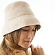 Light Panama knitted cotton hat 56-59 size, Hats1, Saratov,  Фото №1