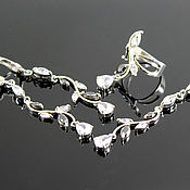 Украшения handmade. Livemaster - original item Demitra earrings, ring and pendant made of 925 sterling silver and zircons DD0004. Handmade.