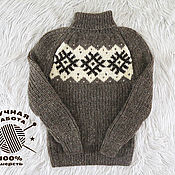 Мужская одежда handmade. Livemaster - original item Knitted sweater made of 100% sheep wool with an ornament (№694). Handmade.