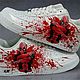 Кроссовки белые Nike Air Force 1 унисекс,кастом,Дэдпул, ручная роспись. Кроссовки. Olgavolgoart. Роспись одежды и обуви. Кастом. Ярмарка Мастеров.  Фото №9
