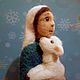 Девочка с ягненком. Рождество. (миниатюра из шерсти), Войлочная игрушка, Кострома,  Фото №1