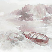 Картины и панно handmade. Livemaster - original item Pictures: Boat, the picture is painted with wine. Handmade.