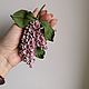 Брошь розовая сирень из натуральной кожи. Брошь-булавка. AnnaTikhonovaFlowers. Ярмарка Мастеров.  Фото №6