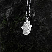 Украшения handmade. Livemaster - original item Hamsa (Fatima`s hand) — steel pendant on a chain. Handmade.