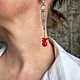 Серьги из  длинных цепочек  и  натуральных кораллов  - Шик. Серьги классические. Dinslava. Интернет-магазин Ярмарка Мастеров.  Фото №2