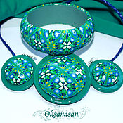 Украшения handmade. Livemaster - original item Jewelry sets: bracelet, earrings, kaleidoscope turquoise pendant. Handmade.