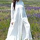 White, summer kaftan dress with flounces and long sleeves KA0337SL, Dresses, Sofia,  Фото №1