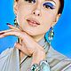 Ingrid's Earrings. Embroidered earrings. Green Silver Blue. Earrings. LADY-LIZA jewelry shop. My Livemaster. Фото №5