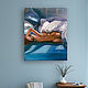 Картина маслом на холсте - Девушка на синей постели 50х60, Картины, Купино,  Фото №1