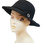 Винтаж handmade. Livemaster - original item Black felt hat with decor. BRIXTON.  Italy. Handmade.
