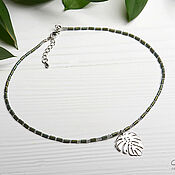 Украшения handmade. Livemaster - original item Spectacular necklace Leaf Monstery made of hematite and beads. Handmade.