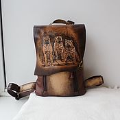 Сумки и аксессуары handmade. Livemaster - original item Leather backpack with engraving and painting to order Svetlana.. Handmade.