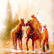 Картины и панно handmade. Livemaster - original item Cowboy Painting ORIGINAL OIL PAINTING on Canvas, Cowboy Art. Handmade.