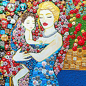 Картины и панно handmade. Livemaster - original item Bright mosaic picture Mom and Baby / Mom baby (Klimt Mother and Child). Handmade.