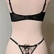 Чёрное нижнее бельё - лиф балконет + стринги. Комплекты белья. Natali Lingerie / Нижнее бельё ручной работы!. Ярмарка Мастеров.  Фото №4