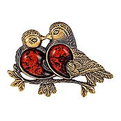 Украшения handmade. Livemaster - original item Brooch Lovebirds Pigeons symbol of peace birds on a branch. Handmade.