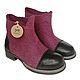 Felted ankle boots Burgundy with leather, Ankle boots, Ramenskoye,  Фото №1