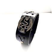 Men's bracelet made of genuine leather with stainless steel