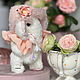 Слоненок в персиковом воротнике. Тедди Зверята. MyTeddyStore. Интернет-магазин Ярмарка Мастеров.  Фото №2