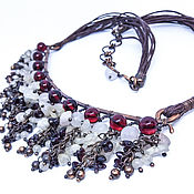 Bracelet with rauchtopaz, lapis lazuli and glass beads