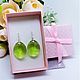 Серьги-листочки с кристаллами Сваровски Peridot. Серьги классические. KIRA Jewelry. Ярмарка Мастеров.  Фото №5