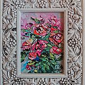 Картины и панно handmade. Livemaster - original item Miniature oil painting flowers in a frame 