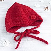 Работы для детей, handmade. Livemaster - original item Newborn gift: Knitted red hat, 0-1 months. Handmade.