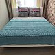 Knitted plush plaid of blue color of large knitting. Bedspreads. komarovanata. My Livemaster. Фото №4