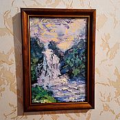 Картины и панно handmade. Livemaster - original item Painting mountain landscape sunset in the frame 