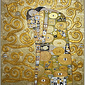 Golden stained glass lamp based on the Klimt the Kiss