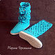 Knitted shoes. Summer knitted boots 'Turquoise mood'. High Boots. O'butik 'Vyazanaya obuv '. My Livemaster. Фото №5