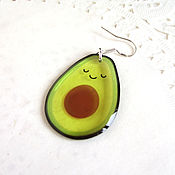 Украшения handmade. Livemaster - original item Transparent Resin Earrings Green Avocado Fruit with Boho Stone 3. Handmade.