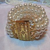 Украшения handmade. Livemaster - original item Multi-row Swarovski pearl bracelet with Milano fittings(gilding). Handmade.