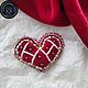 Red heart brooch made of velvet handmade embroidery, Brooches, Krasnoyarsk,  Фото №1