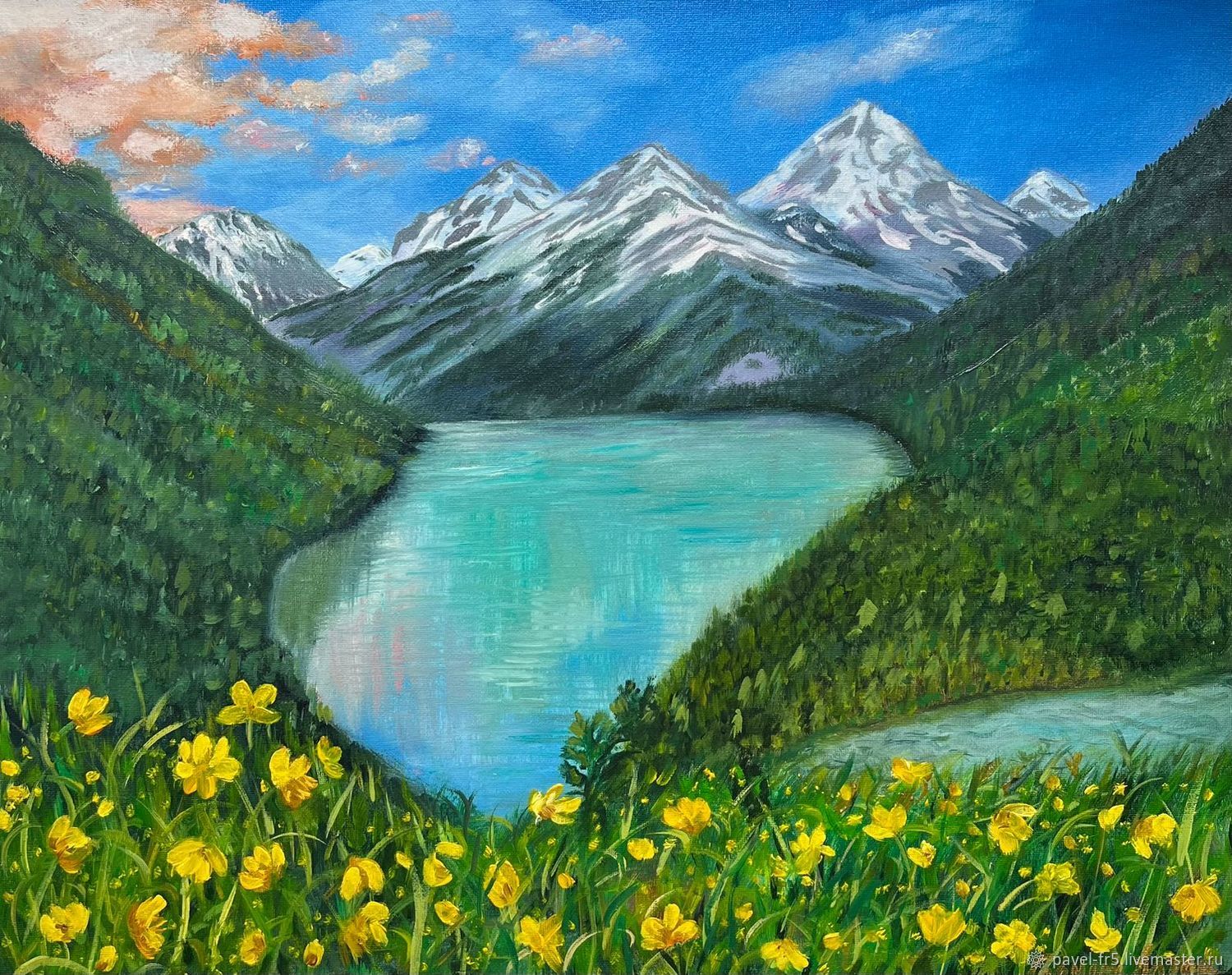 Картина маслом на холсте Природа Алтая озеро горы в интернет-магазине ...