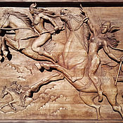 Three-dimensional panel made of wood, handmade №7