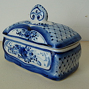 Винтаж handmade. Livemaster - original item Box, porcelain, vintage Gzhel. Handmade.
