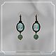 Earrings with cameos and aventurine Girl background mint bronze 13h18, Subculture decorations, Smolensk,  Фото №1