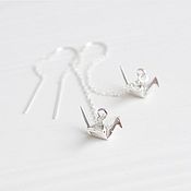 Украшения handmade. Livemaster - original item Silver earrings. Long silver earrings. Earrings cranes. Handmade.