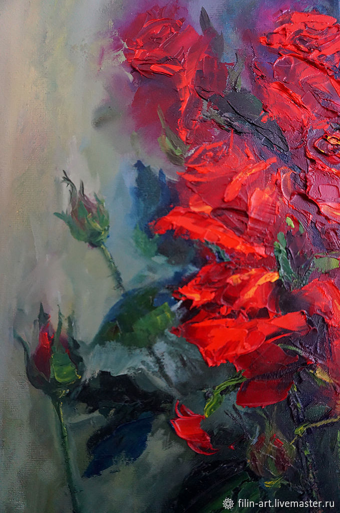 Oil Painting on canvas "A corner red roses" в интернетмагазине на