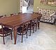 Spacious dining table for 8 persons with table top is refined with oak veneer. Oak graceful curved legs at the base give it the elegance and finesse.

