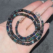 Работы для детей, handmade. Livemaster - original item Black opal Beads with cut natural opal. Handmade.