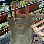 Сумки и аксессуары handmade. Livemaster - original item Shopper bag with leather handles. Handmade.