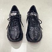 Обувь ручной работы handmade. Livemaster - original item Stylish sneakers, genuine crocodile leather, black color.. Handmade.