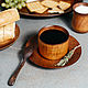 Coffee steam Cedar (Mug saucer spoon) from the Siberian Cedar #NC18, Mugs and cups, Novokuznetsk,  Фото №1