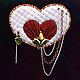 Embroidered brooch white heart with chains. Brooches. Jewels from Dreams (stuukstly). My Livemaster. Фото №5