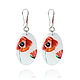 Oval red-and-white earrings every day 'poppy Flowers', Earrings, Moscow,  Фото №1