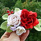 Order Automatic hair clip with Rose and Gardenia. Olga-art-flower. Livemaster. . Hairpins Фото №3