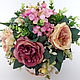 Винтажная композиция `ROSE GARDEN` в металлическом кувшине, в композиции использованы пионовидные розы, гортензия, мелкоцвет и много различной зелени отличного качества, будет чудесным украшением Ваше