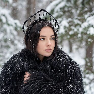 Кокошник из бусин в черном цвете.Русский стиль, снегурочка,русский код. Оксана Андриянова CROWN&ROSES. Украшения ручной работы - Ярмарка Мастеров Украшения ручной работы. Ярмарка Мастеров - ручная работа Кокошник из бусин в черном цвете.Русский стиль, снегурочка,русский код. Handmade.